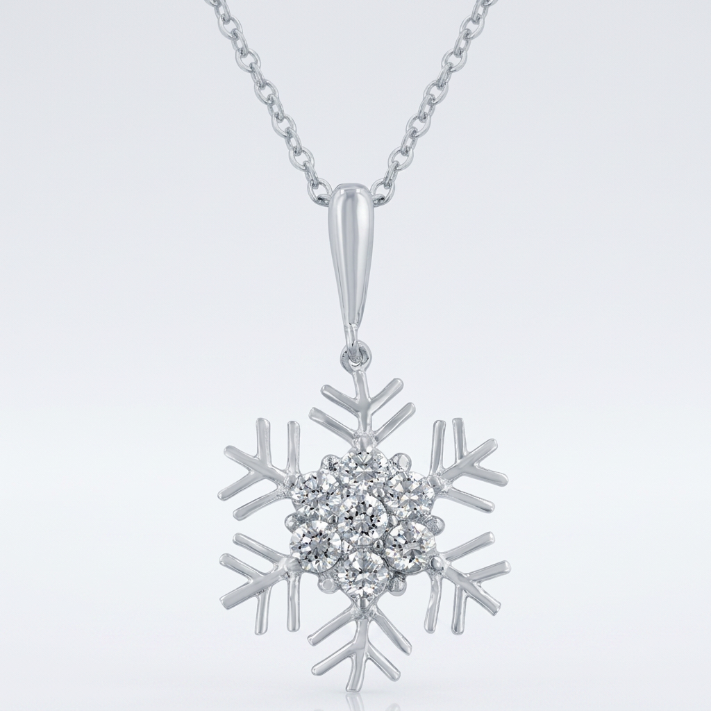 Avera Snowflake Cubic Zirconia Pendant in Sterling Silver