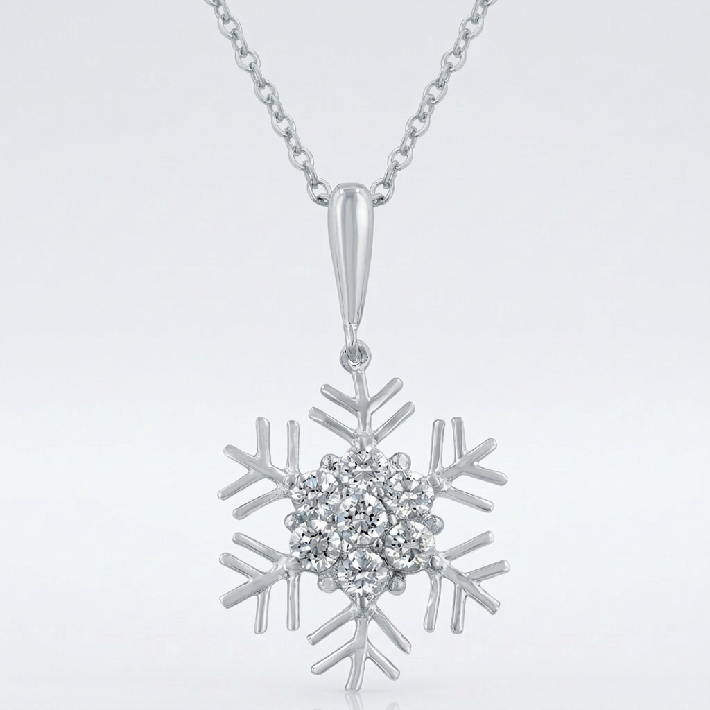 Avera Snowflake Cubic Zirconia Pendant in Sterling Silver DestGlow