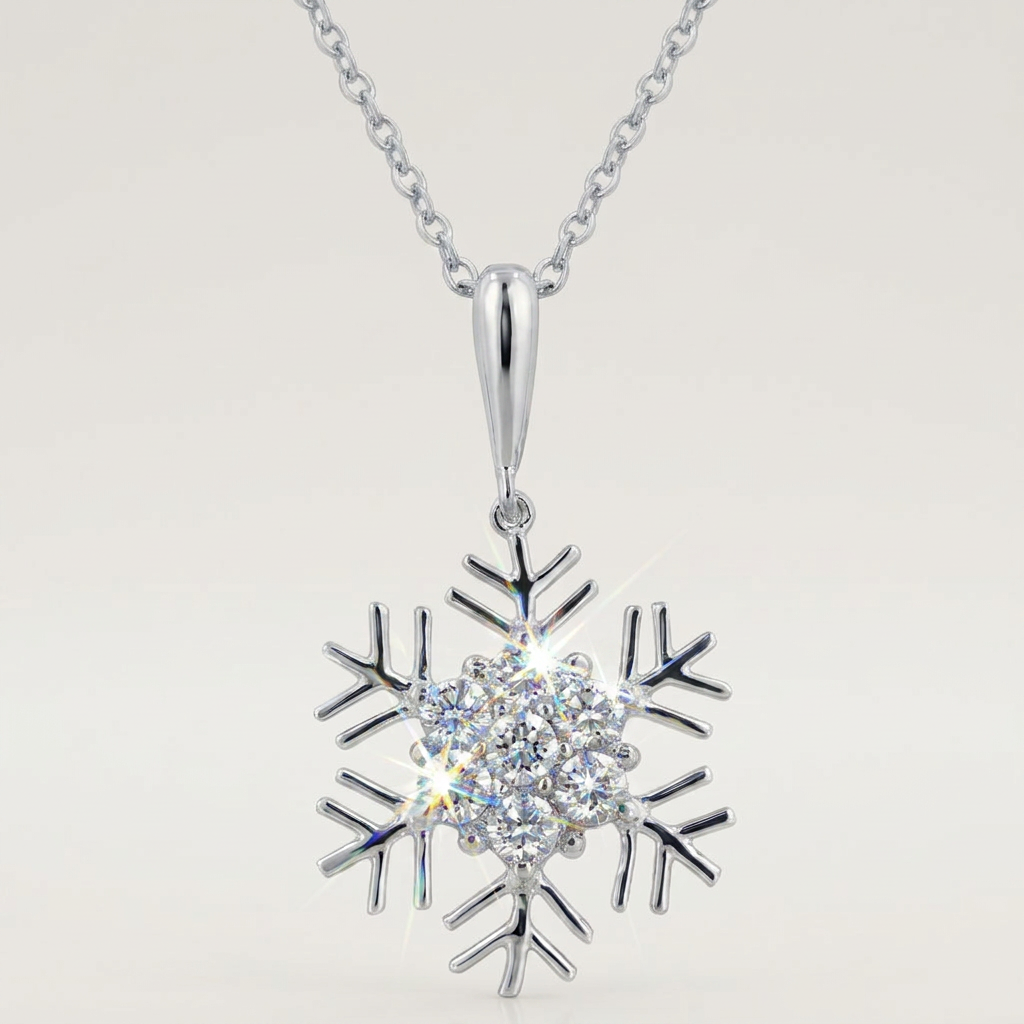 Avera Snowflake Cubic Zirconia Pendant in Sterling Silver
