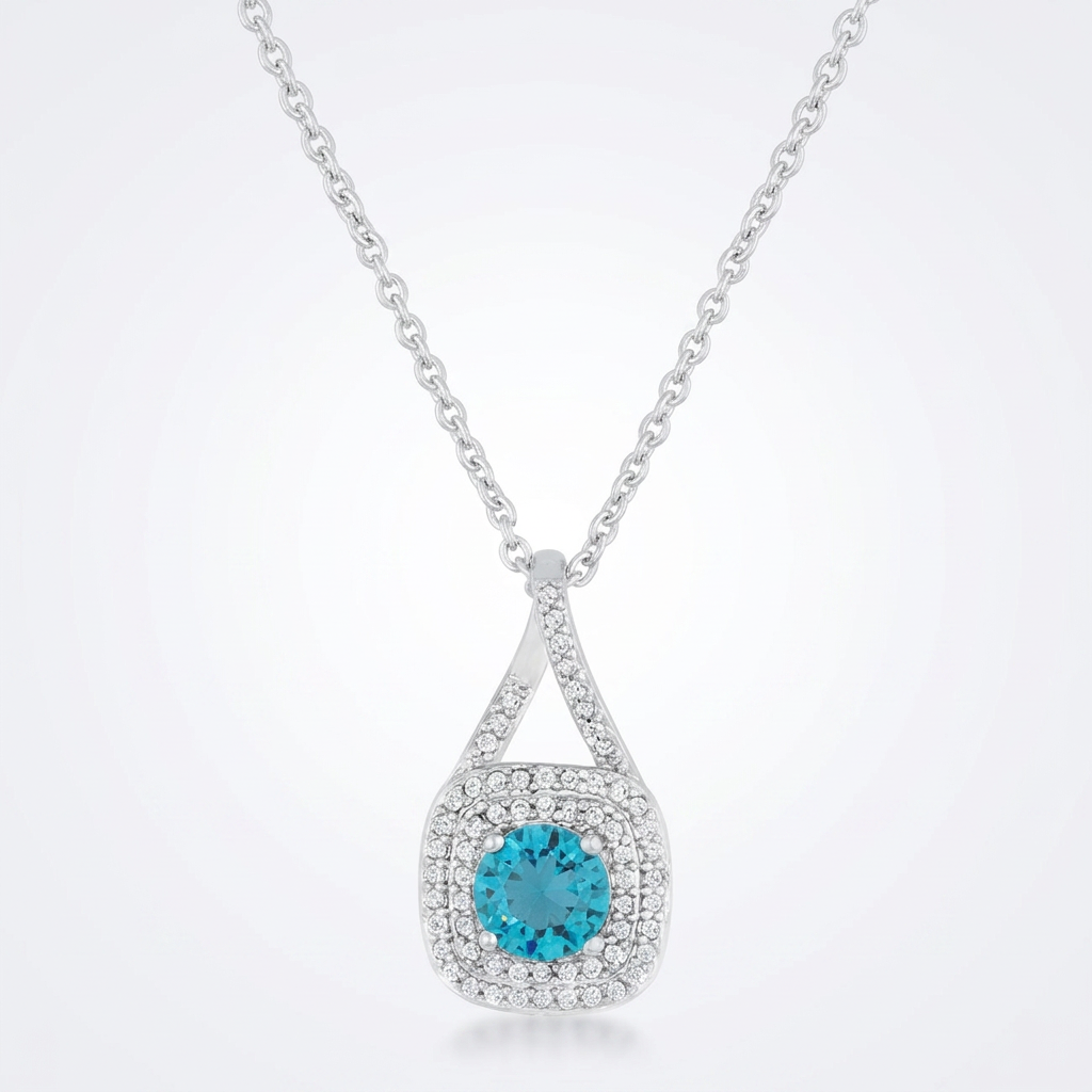 Avera Christal 1.2ct Cz Classic Necklace In Turquoise/Aqua
