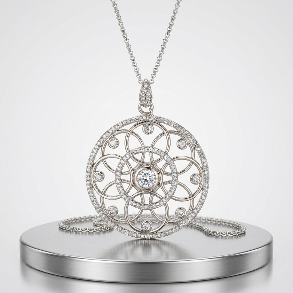 Avera 1.4 Ct Pendant Necklace With Interlocking Circles And Cubic Zirconia