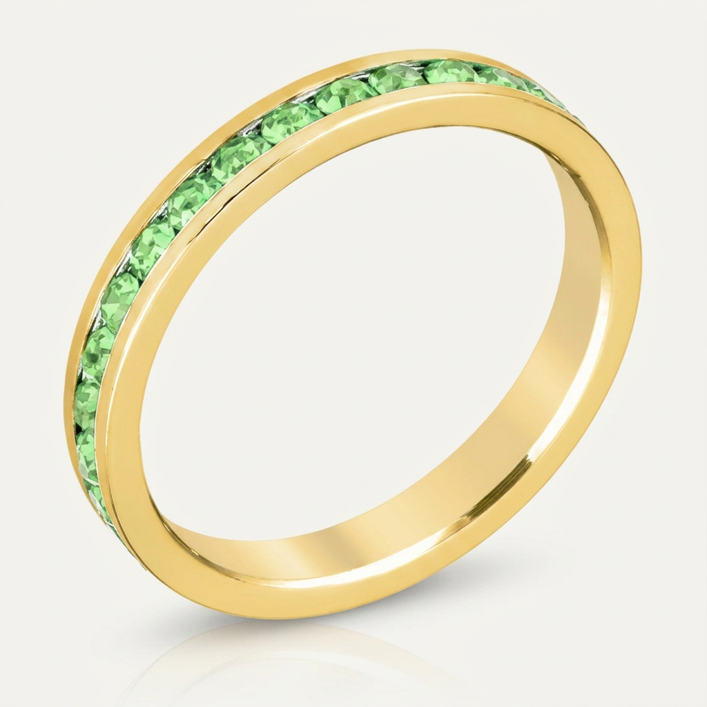 Avera Stylish Stackables Peridot Crystal Ring - Light Green DestGlow