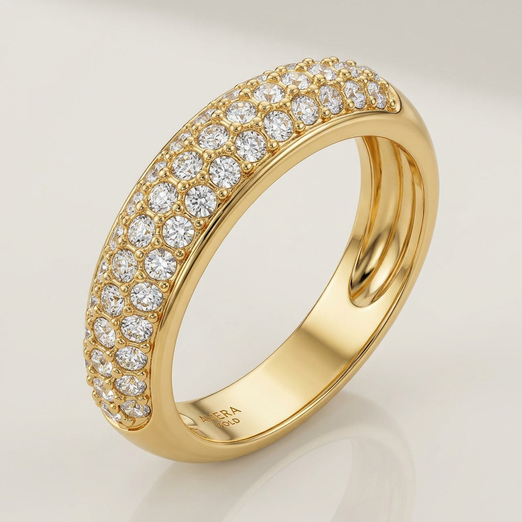 Avera Pave Crystal Band in Radiant Gold Finish
