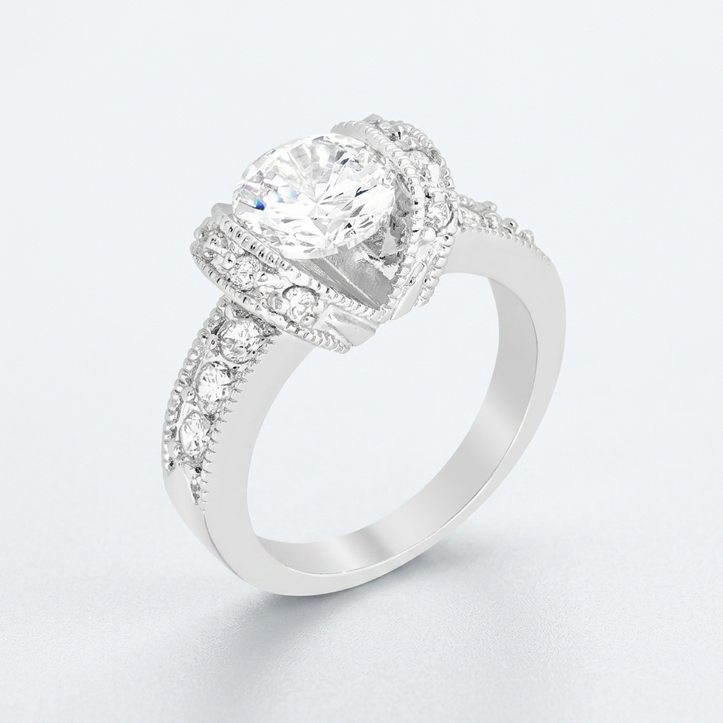 Avera Modern Minimalist Tension Set Engagement Ring in Silver