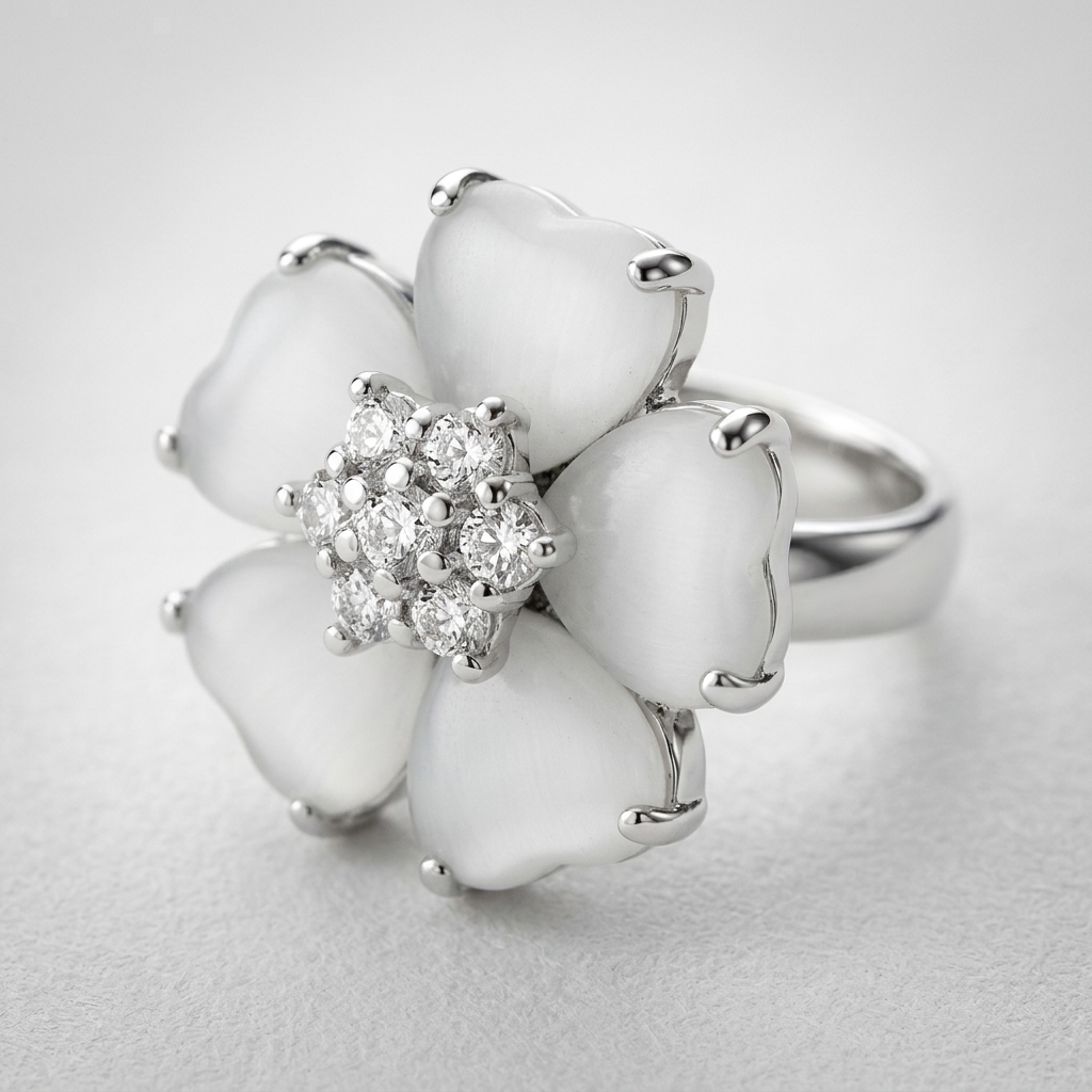 Avera Floral Nouveau Ring in Polished Sterling Silver
