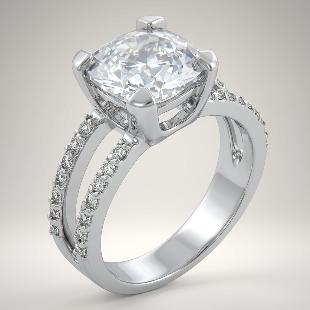 Avera Double Band Cubic Zirconia Engagement Ring in Silver