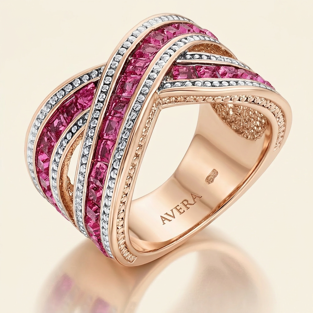 Avera Jewelry Signature Twisting Band Ring in Pink Gold DestGlow