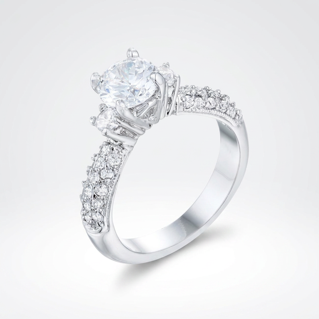 Avera Classic Pave Bridal Ring in Sterling Silver