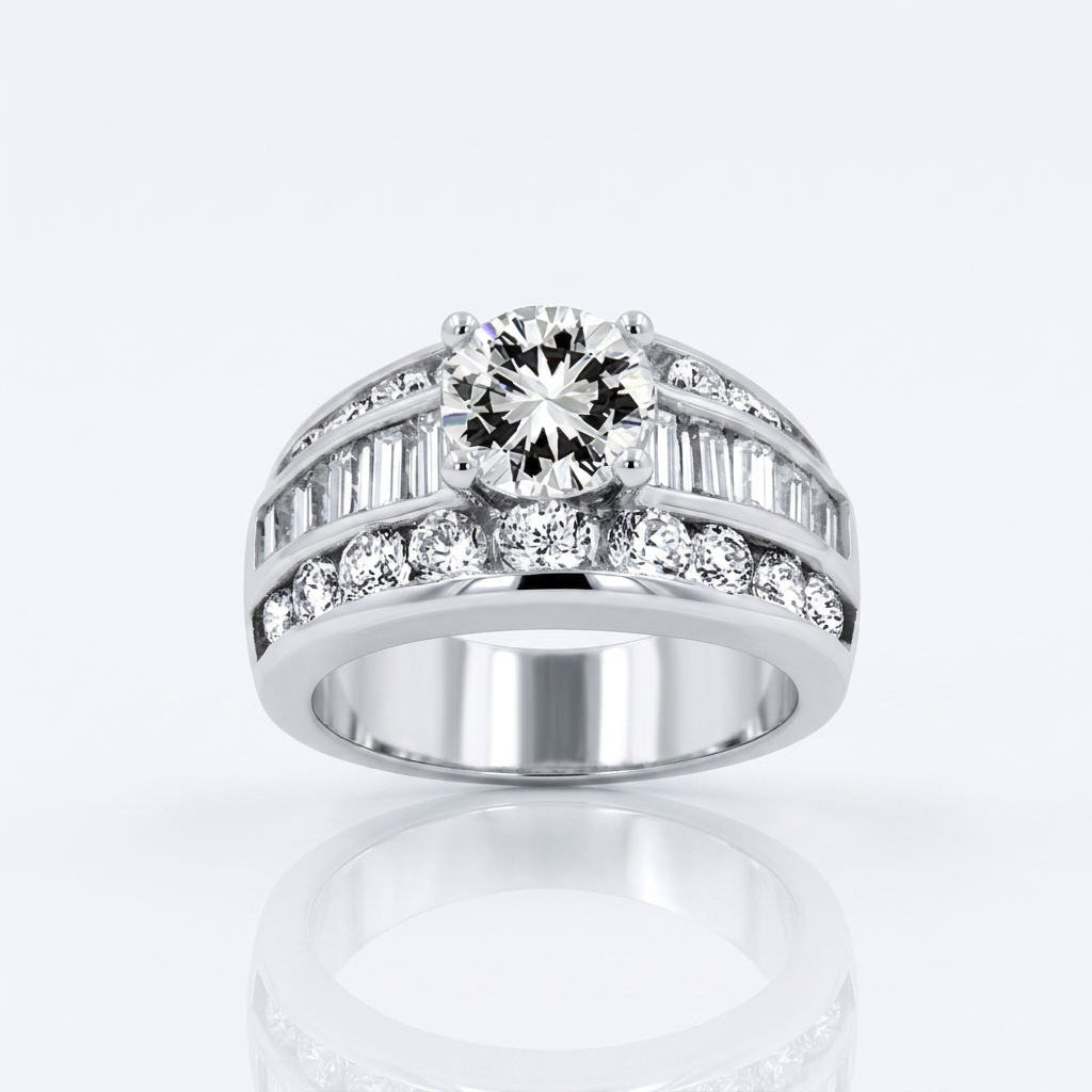 Avera Radiant Solitaire Luxurious Engagement Ring in Silver