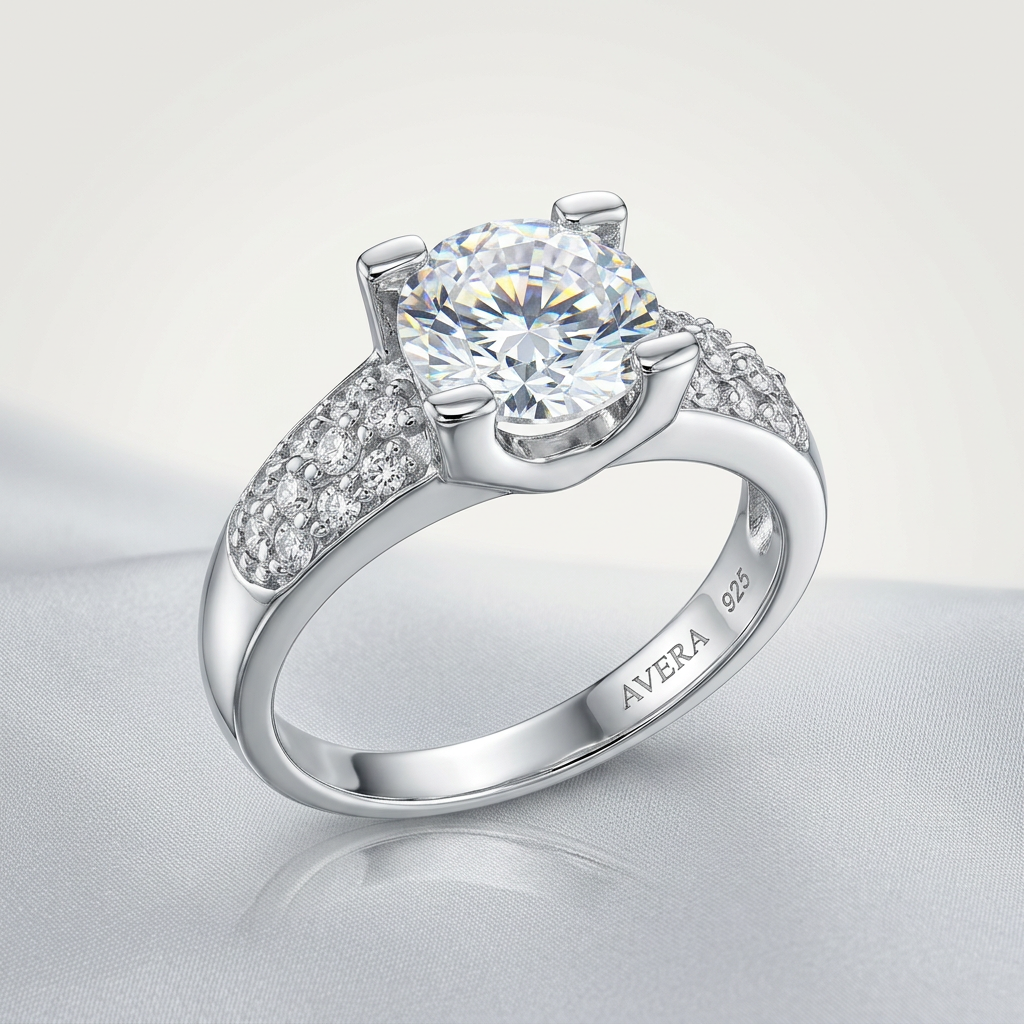 Avera Classic Engagement Ring Style 1 Sterling Silver Band