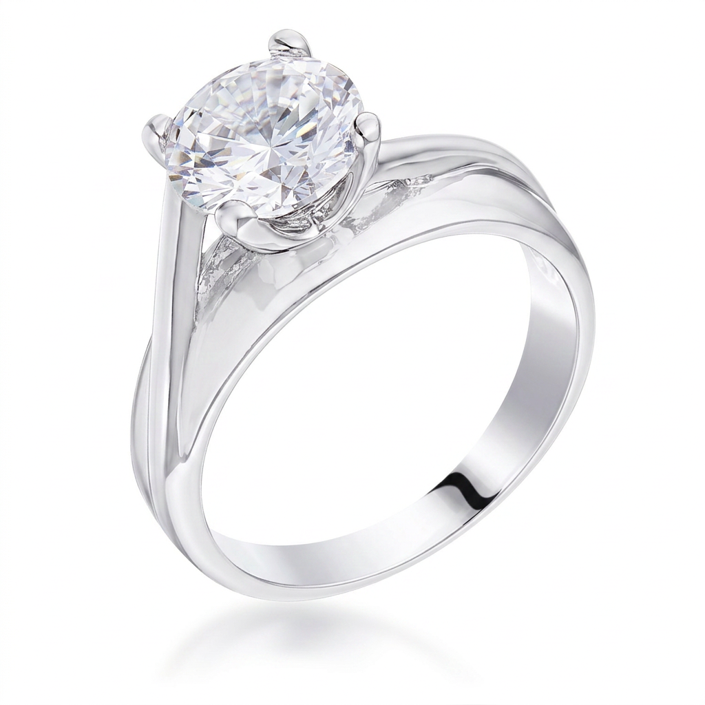 Avera Two-Tone Finish Solitaire Engagement Ring Size 5 Silver DestGlow