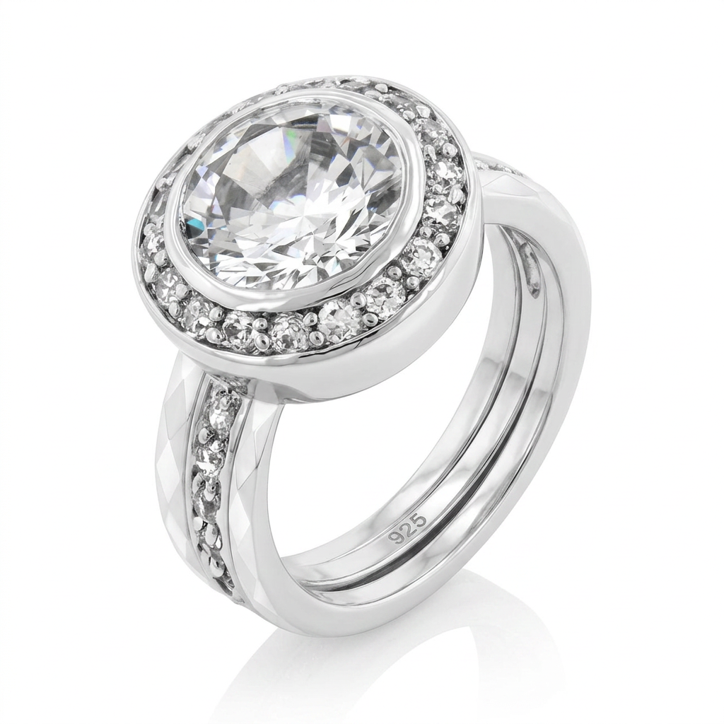 Avera Gatsby Engagement Ring In Polished Silver Finish DestGlow