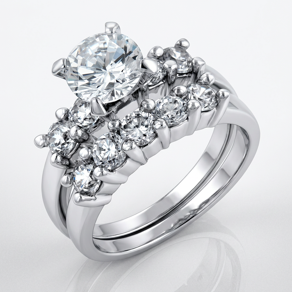 Avera Timeless Elegance Classic Wedding Set in Sterling Silver