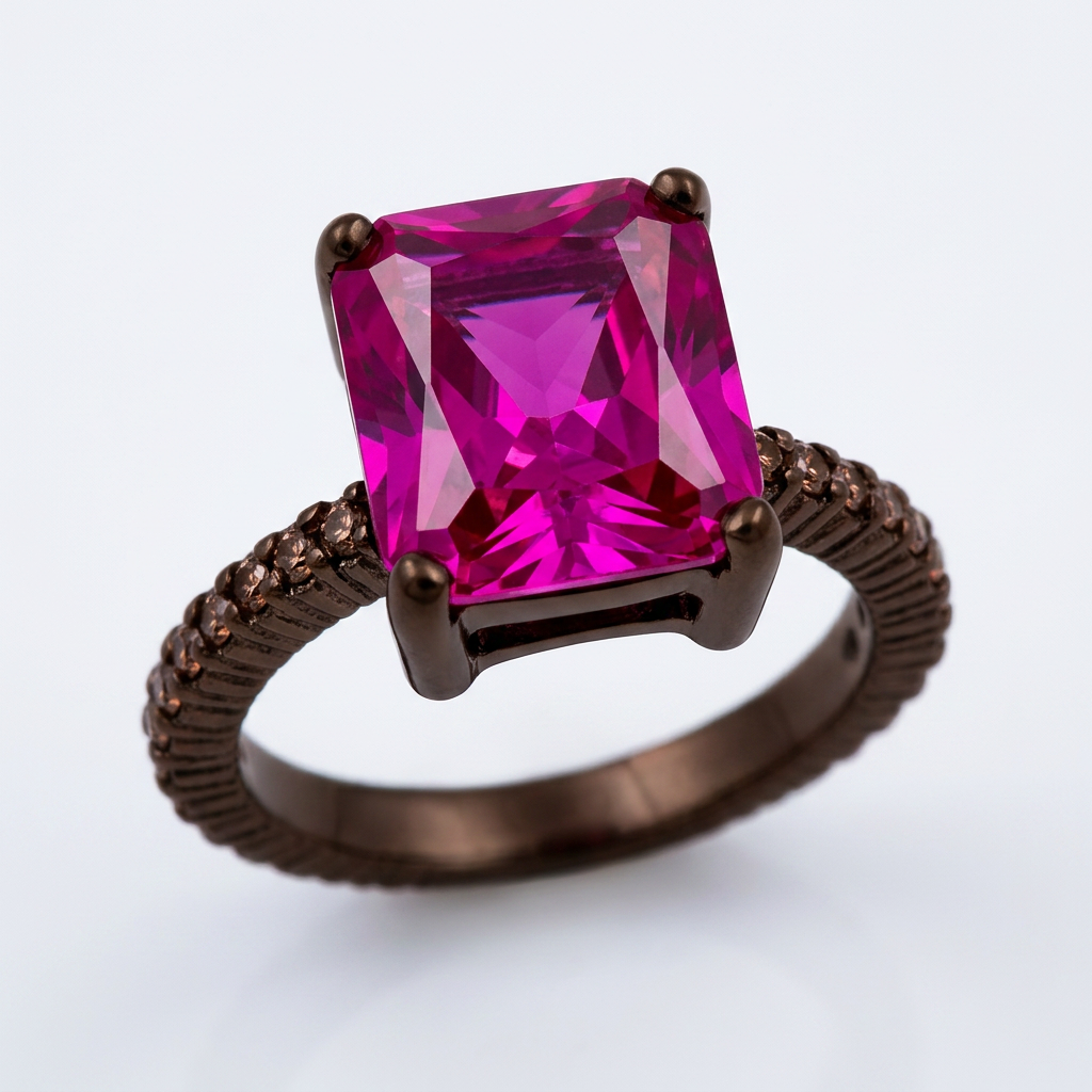 Avera Radiant Cut Engagement Ring In Dark Brown Finish DestGlow