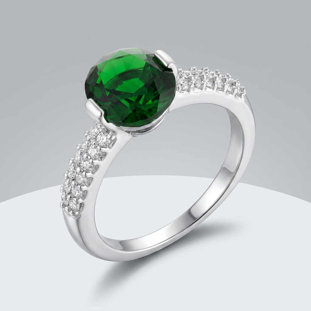 Avera Dannicka Engagement Ring In Radiant Silver Finish