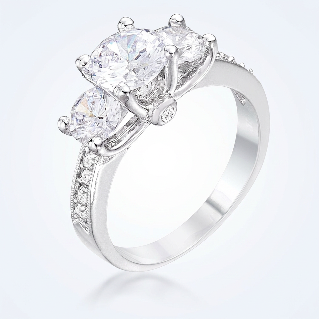 Avera Elizabeth Engagement Ring In Sterling Silver