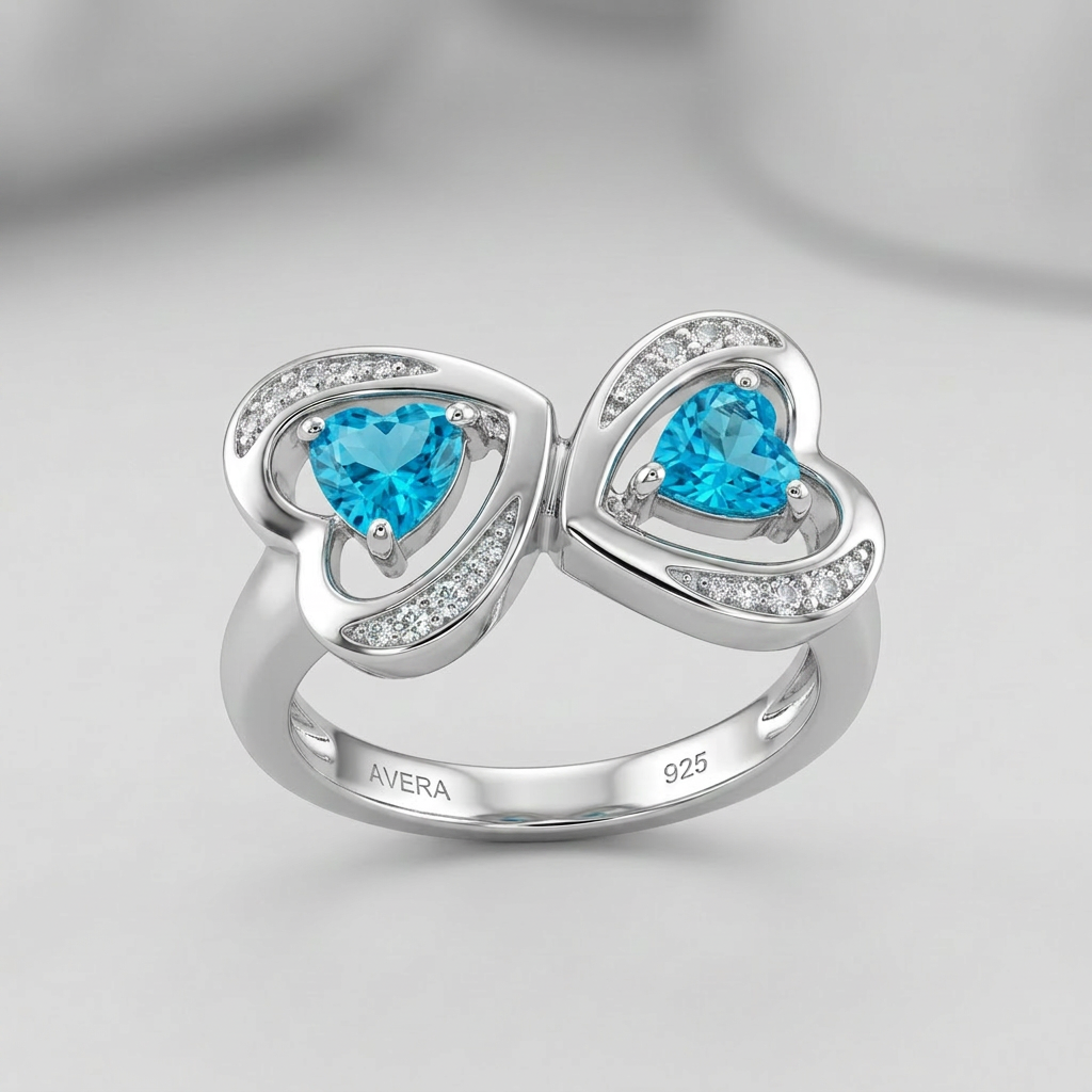 Avera Mirro Hearts Ring In Turquoise And Aqua DestGlow
