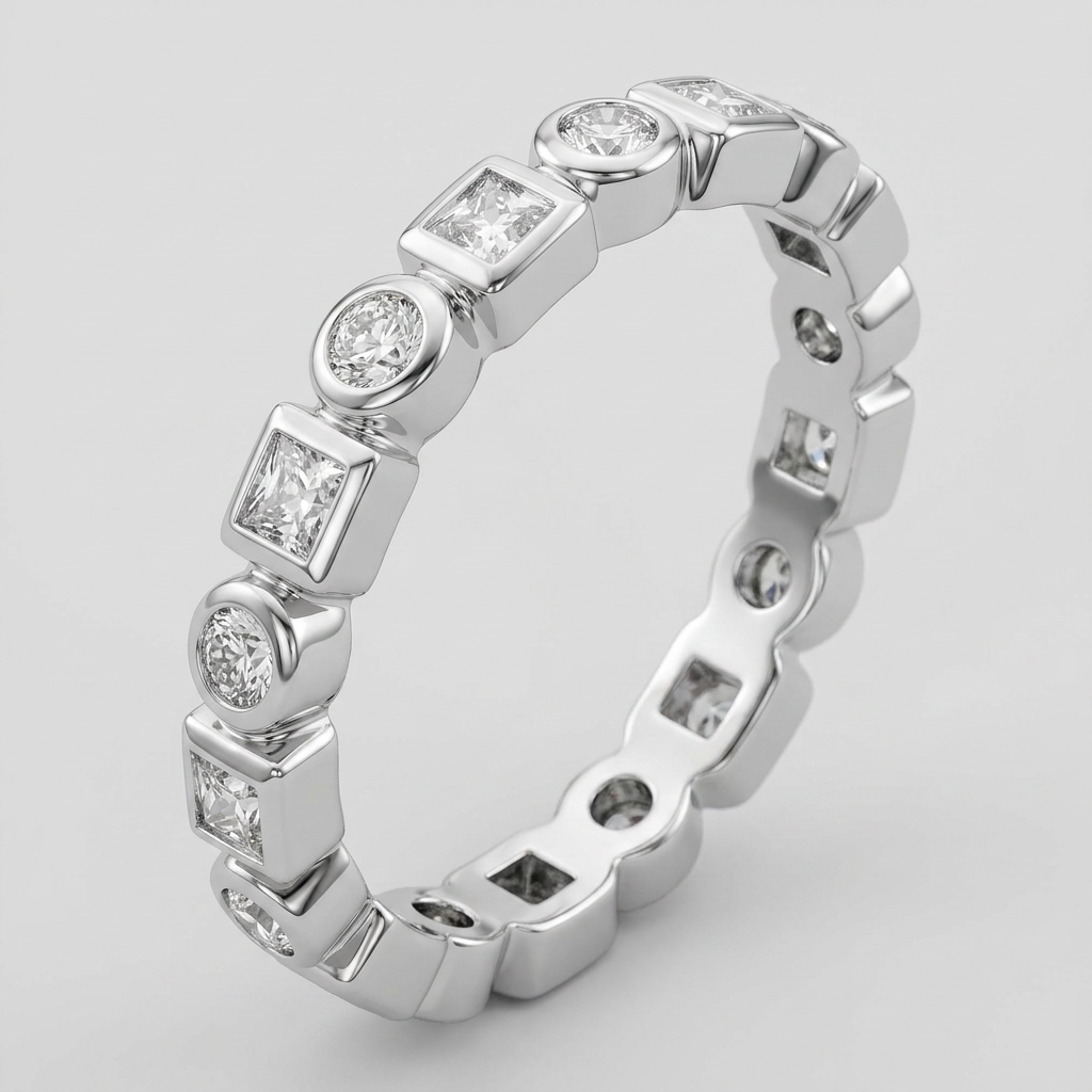 Avera Eternity Stackable Band In Polished Silver
