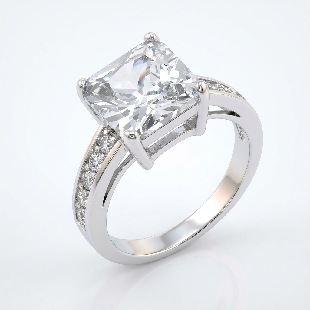 Avera Classic Princess Cut Raised Pave Engagement Ring
