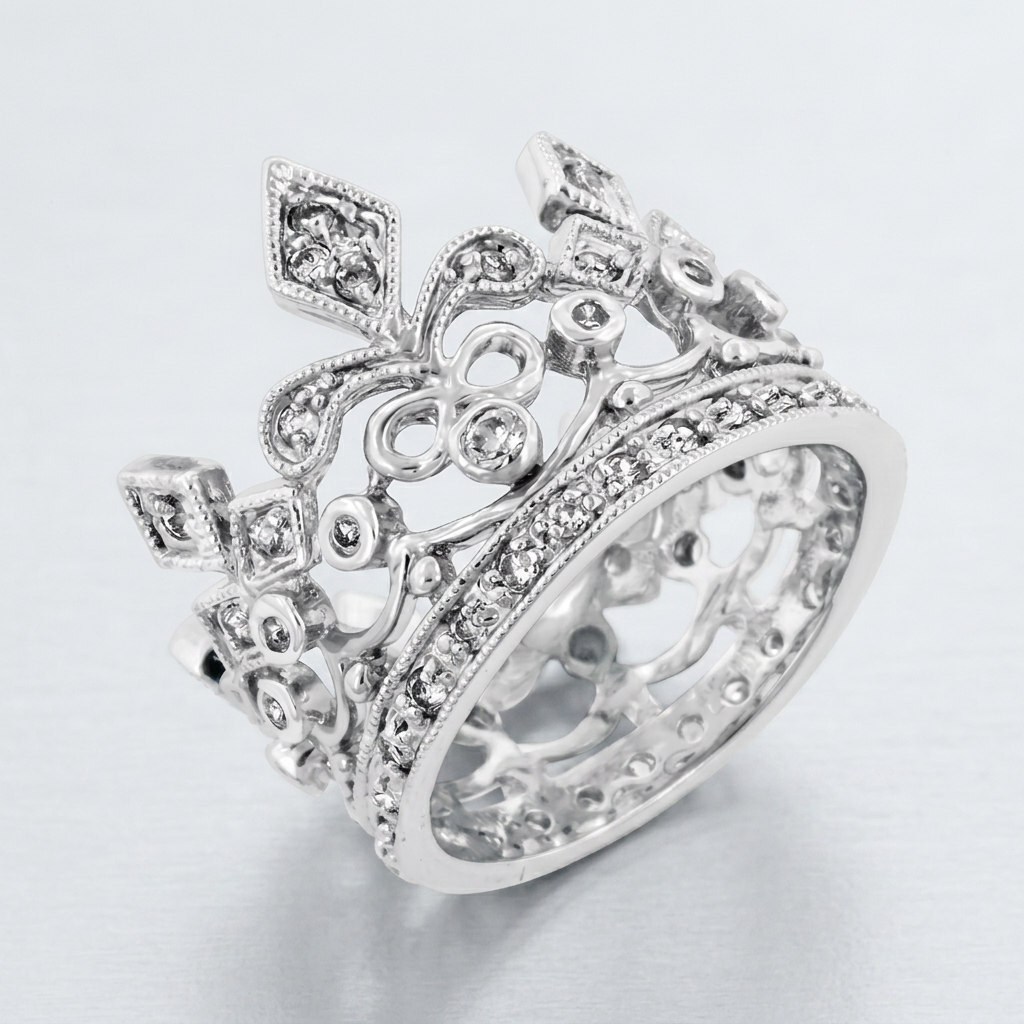 Avera Cubic Zirconia Crown Eternity Ring in Sterling Silver DestGlow