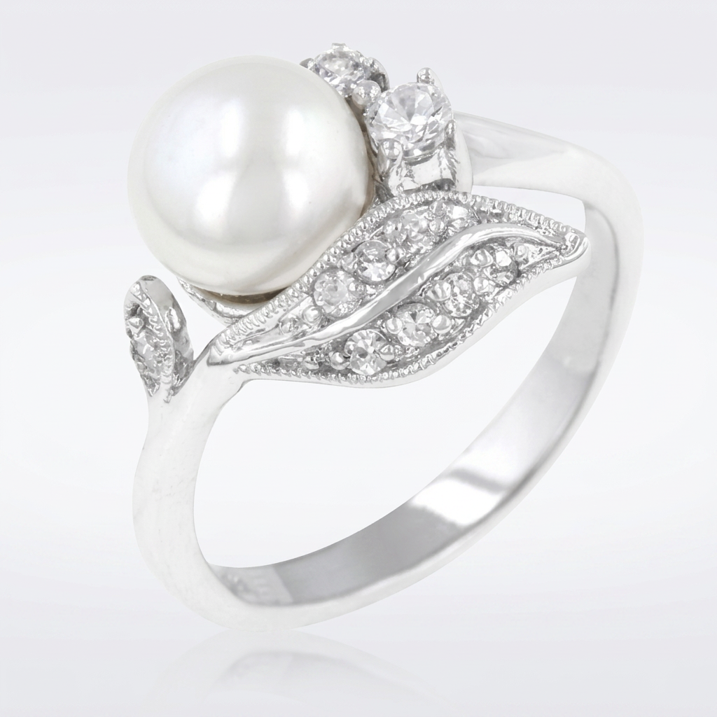 Avera Fleur Pearl Ring In Sterling Silver