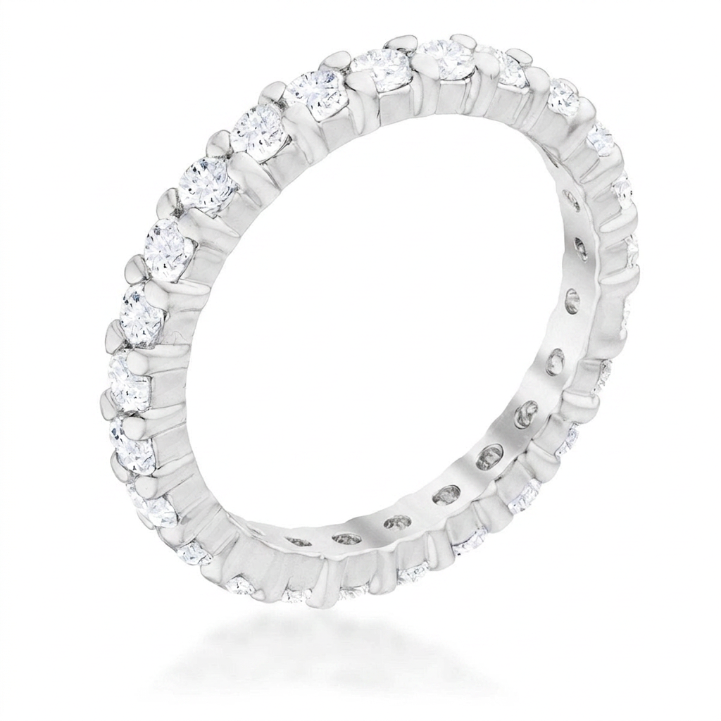 Avera Fitzgerald Cubic Zirconia Eternity Band Ring 5 / Silver DestGlow