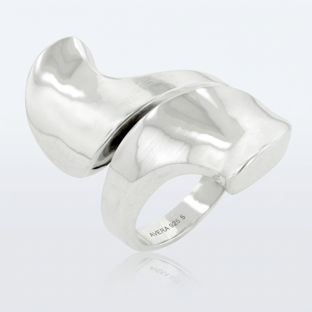 Avera Finish Abstract Statement Ring In Polished Silver