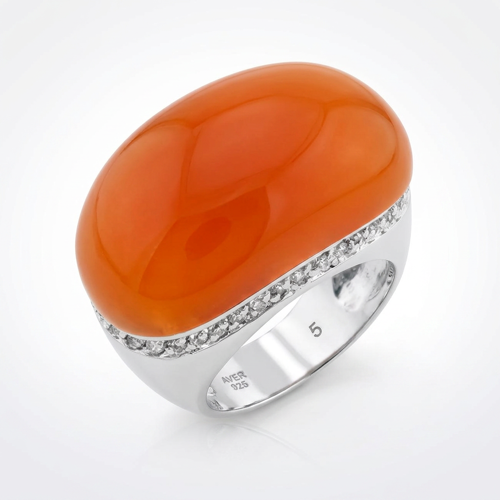 Avera Carnelian Simulated Cocktail Ring in Vibrant Orange