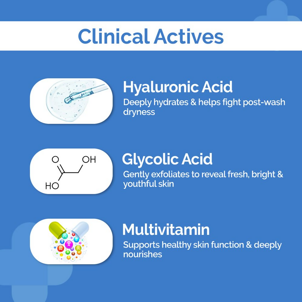 The Derma Co Oil-Free Daily Face Wash With Hyaluronic Acid, Glycolic Acid & Multivitamins For Clear & Hydrated Skin