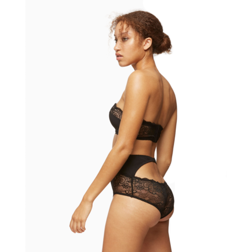 Blush Escape Longline Strapless Padded Lace Bra - Black (Size 38B)
