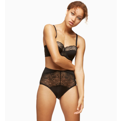 Blush Escape Longline Strapless Padded Lace Bra - Black (Size 38B)