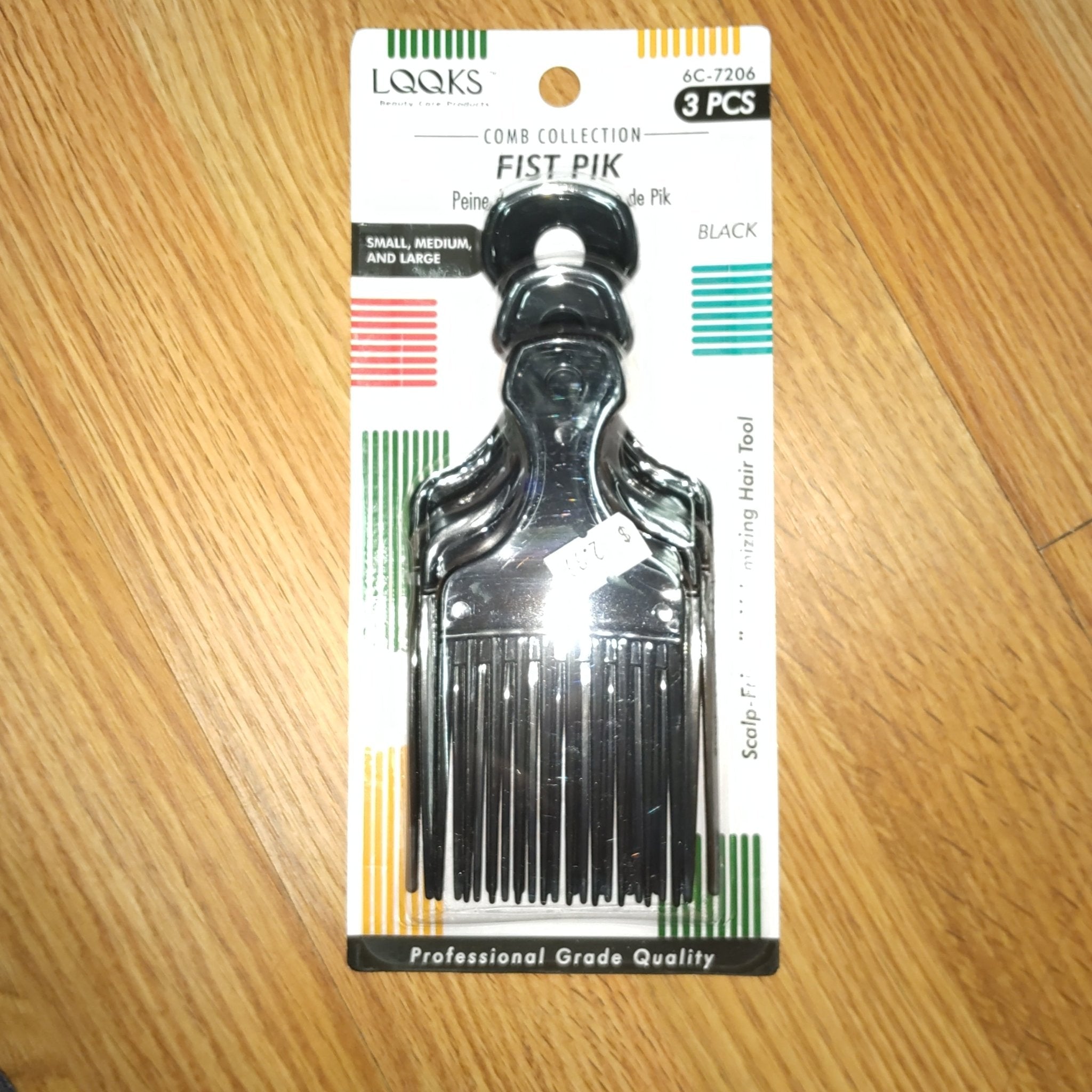 Looks Afro Fist Pick, Black, 3 Pc