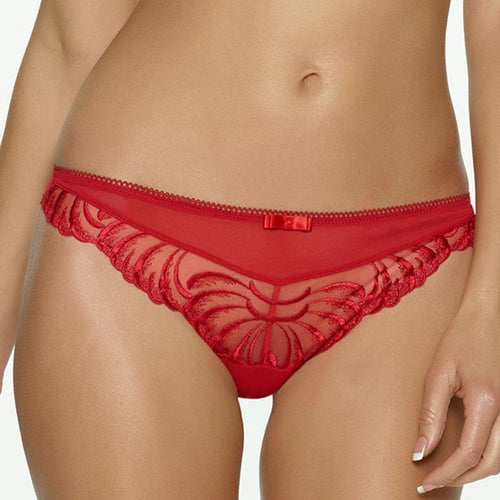 Felina Lana Sheer Low Rise Thong Panty - Embroidered Tulle Lingerie