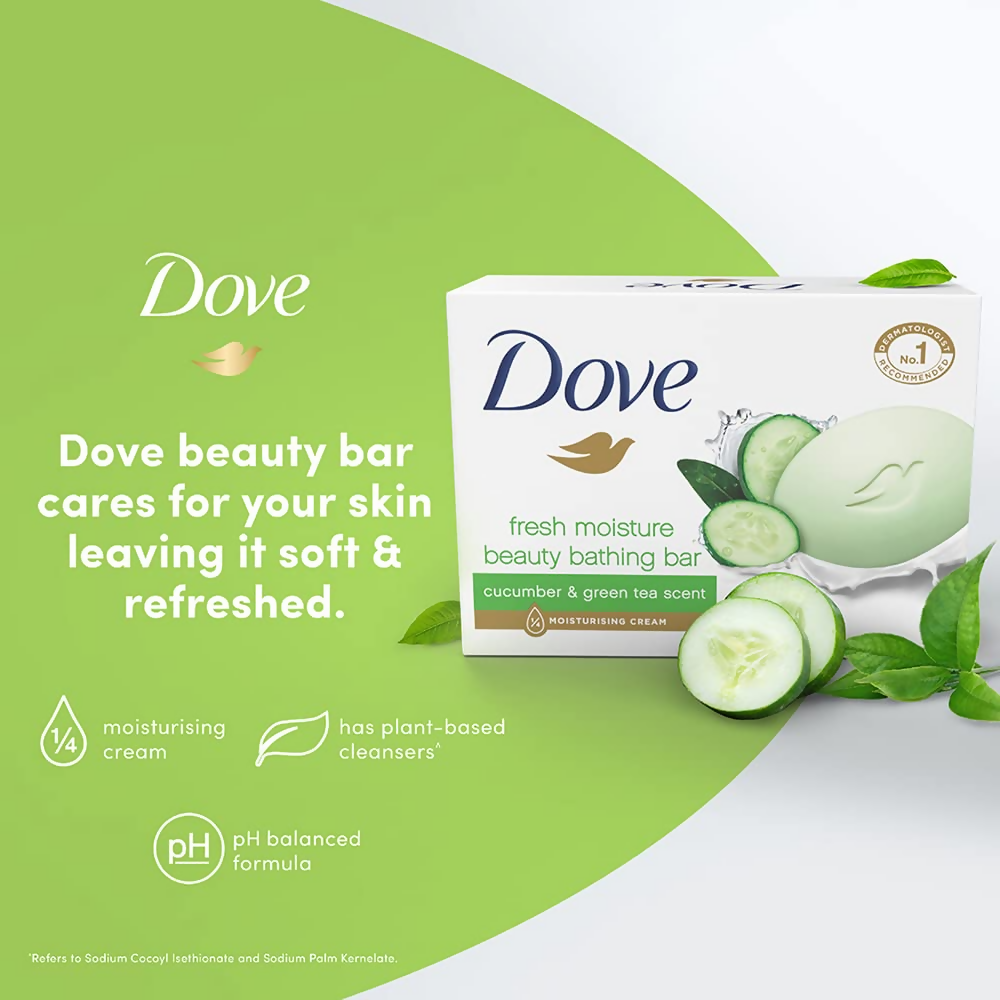 Dove Fresh Moisture Beauty Bar With Cucumber & Green Tea Leaves Scent