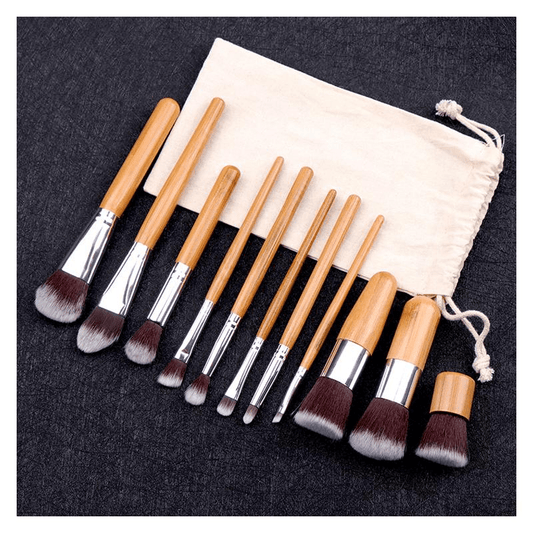 Lucky Beauty 11-Piece Bamboo Makeup Brush Set - Vegan & Eco-Friendly