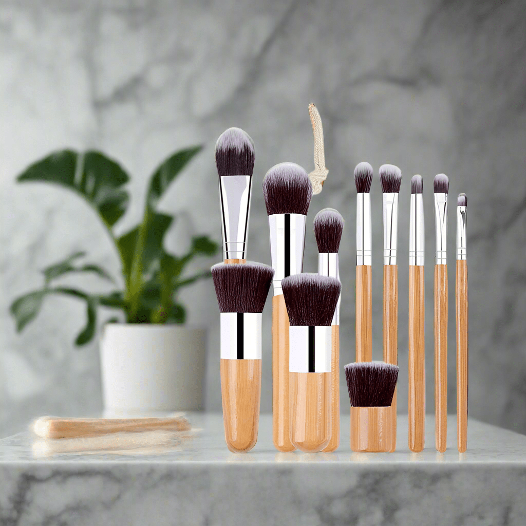 Lucky Beauty 11-Piece Bamboo Makeup Brush Set - Vegan & Eco-Friendly - DestGlow