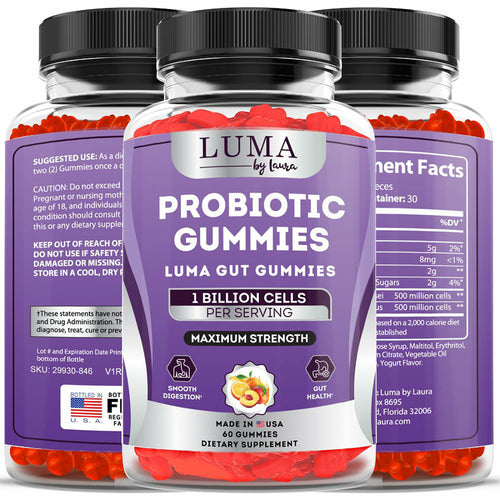 Luma Gut Gummies - Probiotic Gummies for Digestive Health, Gas & Bloating Relief