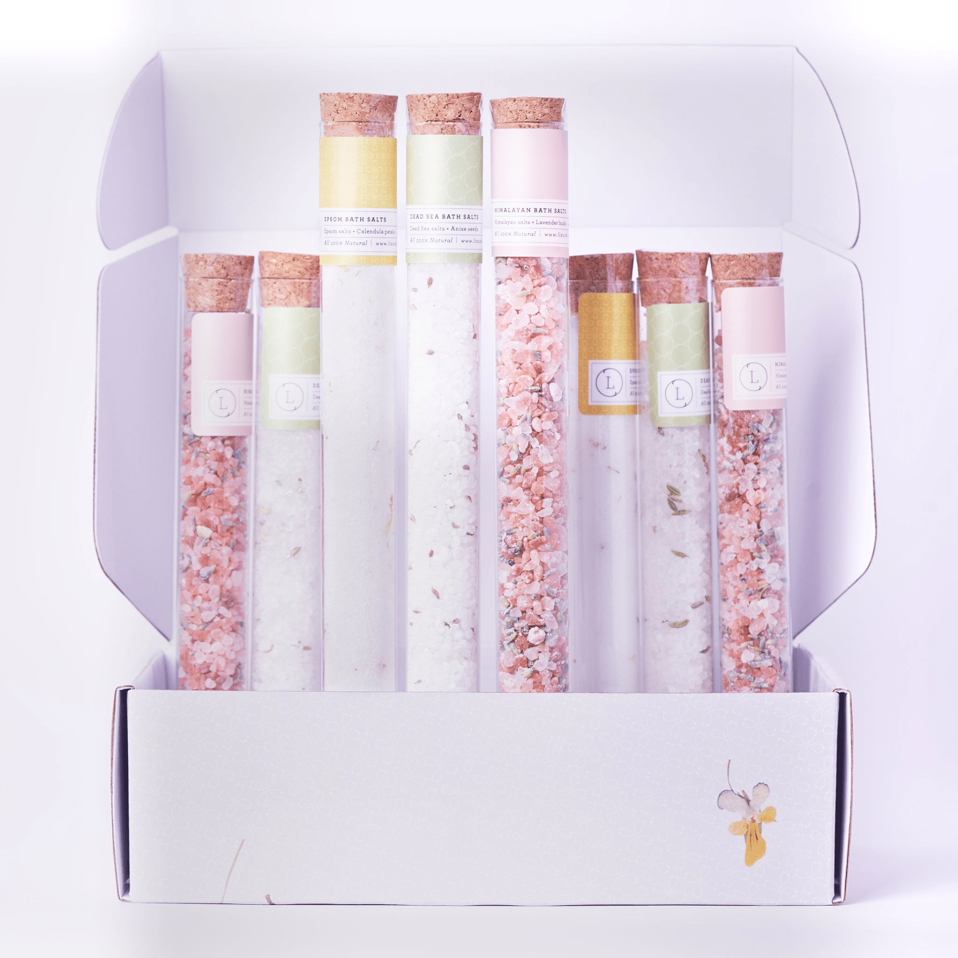 Luxurious Bath Salts Gift Set in 8 Reusable Glass Tubes by GNS Beauty & Personal Care