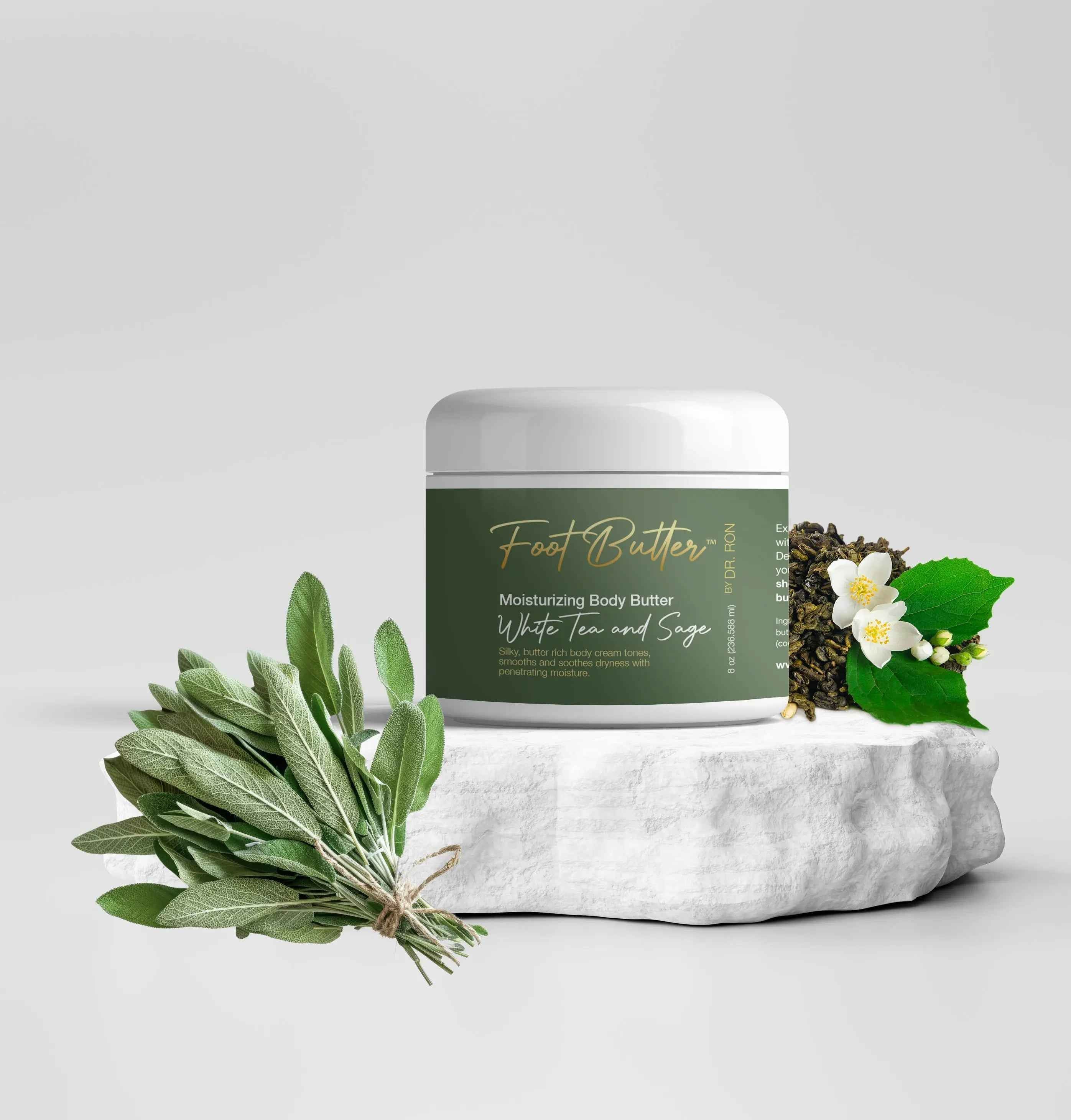 White Tea & Sage Moisturizing Body Butter – Hydrating, Nourishing, Ultra-Soft Skin Cream by Foot Butter by Dr Ron