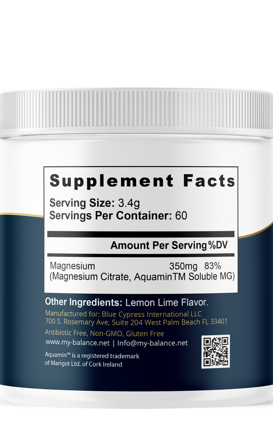 Magnesium Powder - Magnesium Citrate & Aquamin™ by My Balance