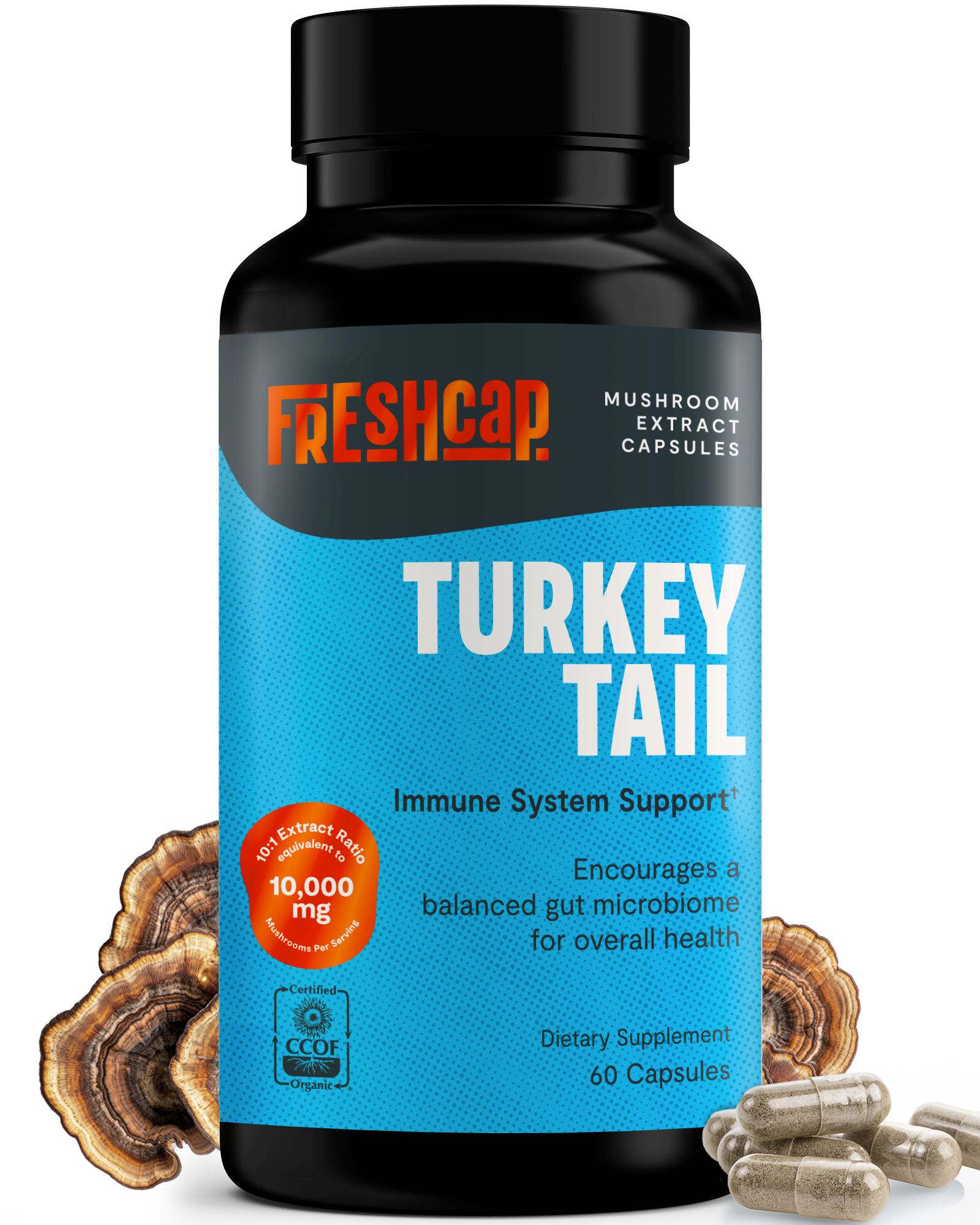 Organic Turkey Tail Mushroom Capsules by FreshCap Mushrooms