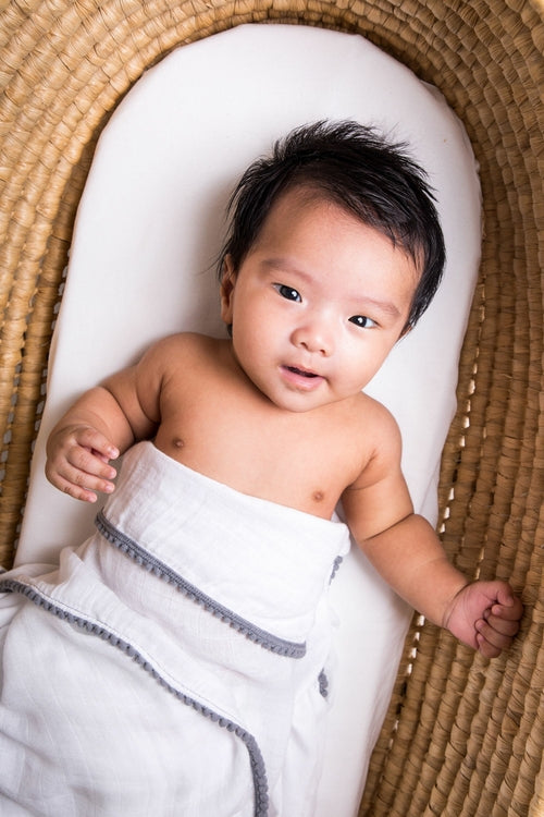 3-Piece Newborn Essential Gift Set - Hooded Towel, Swaddle & Toy Rattle