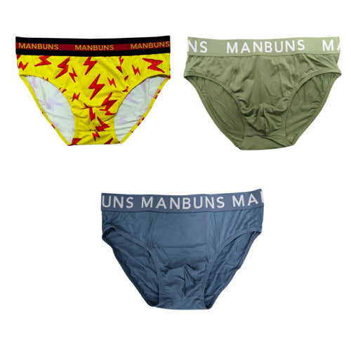 Men's Solid Brief Underwear with Pouch - Comfortable 3 Pack (Size Large)