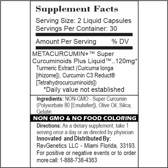 MetaCurcumin 277x: 10x SIRT6 Boost, No Pepper by RevGenetics