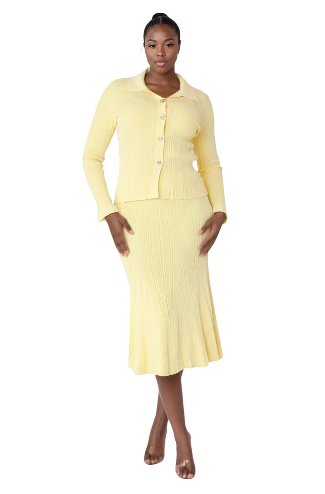 Metallic Sheen Ribbed Knit Set- 51002 by Tally Taylor