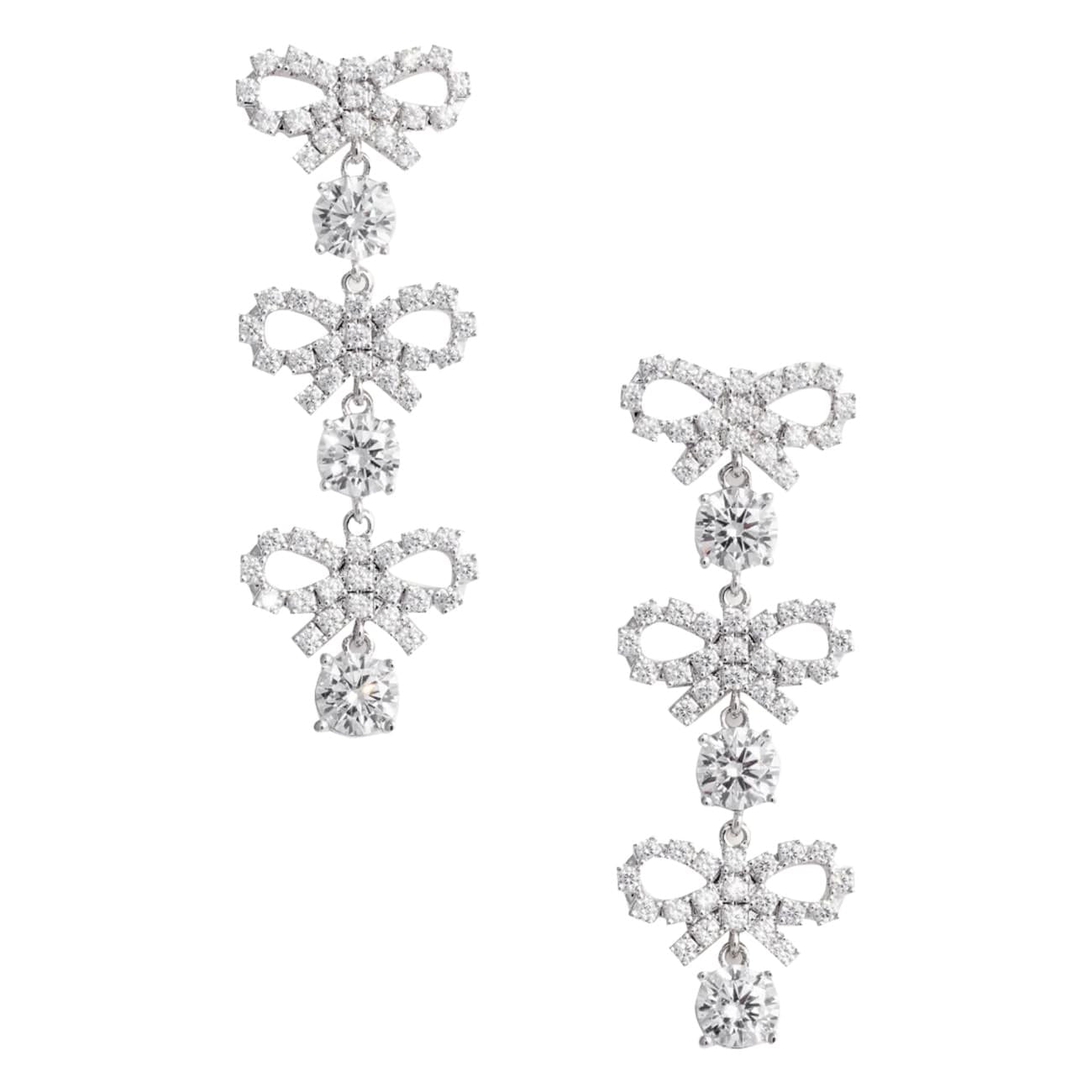 Self Portrait Women Micro Bow Crystal Tiered Earrings DestGlow