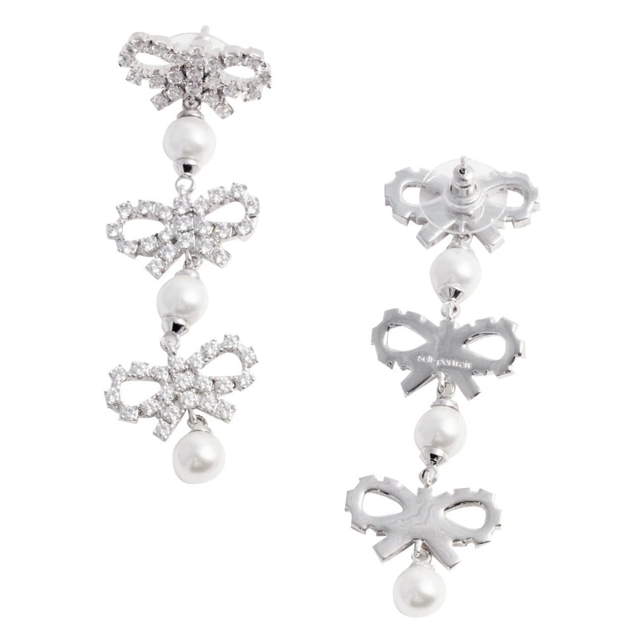 Self Portrait Women Micro Bow Pearl Tiered Earrings DestGlow