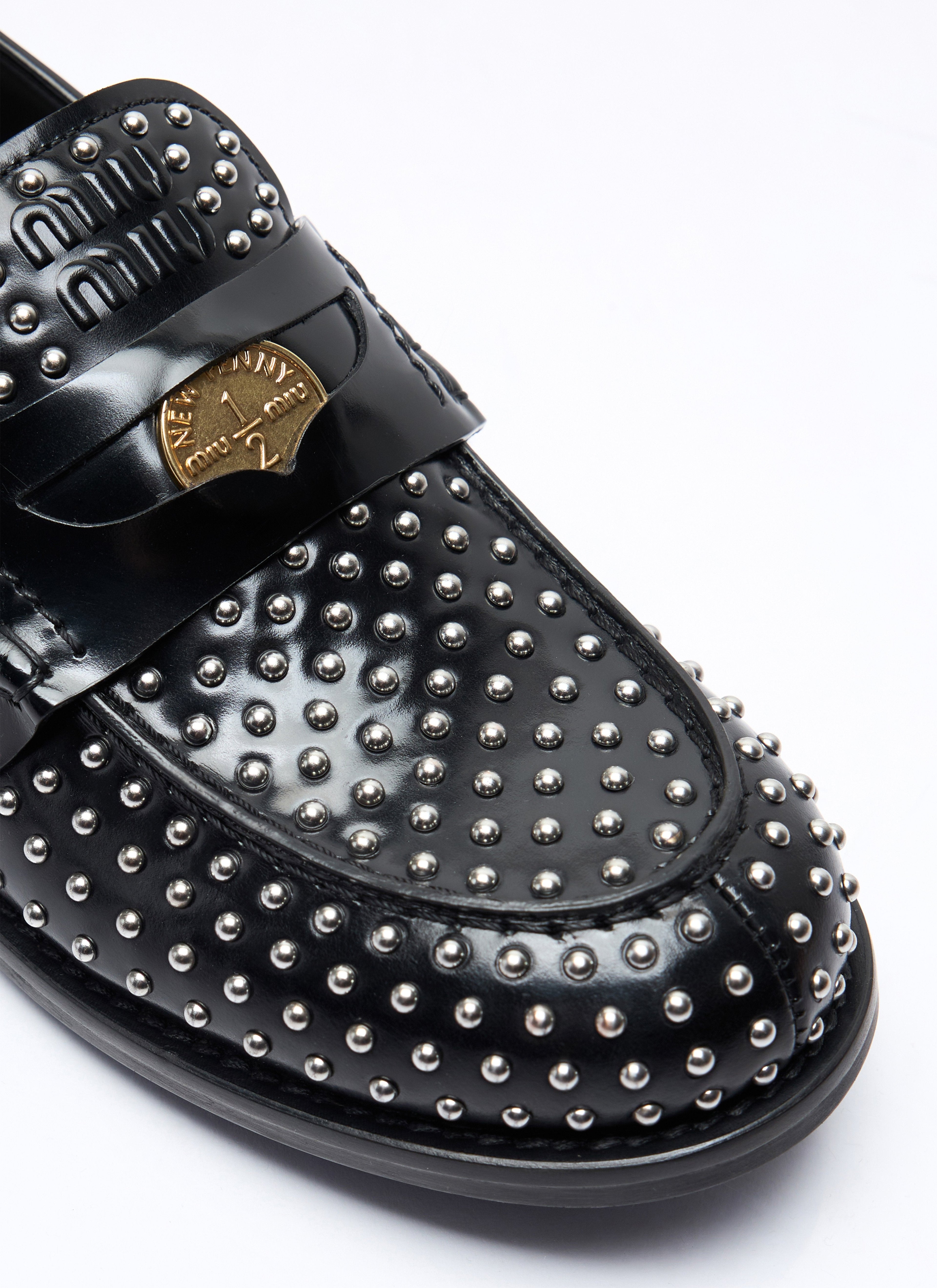 Miu Miu Women Studded Leather Loafers by Luosophy