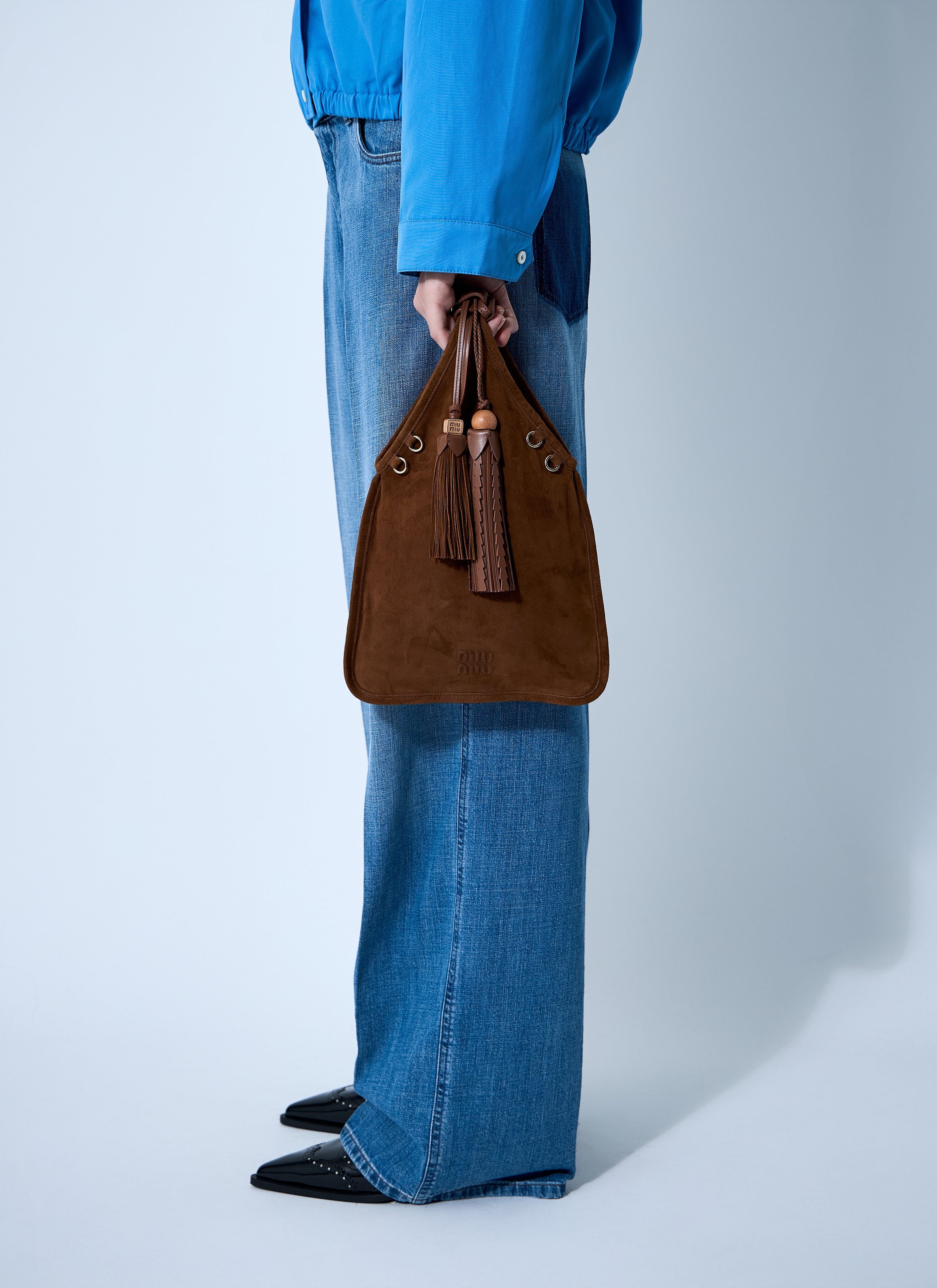 Miu Miu Women Suede Handbag With Tassels by Luosophy