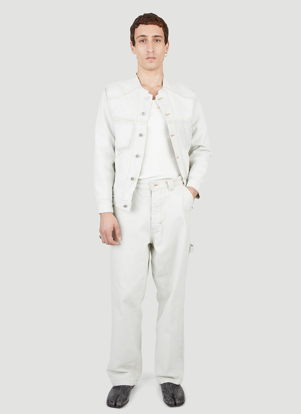 Maison Margiela Men Collarless Denim Jacket by Luosophy
